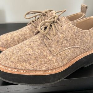 Eileen Fisher Wool Blend Oxford Shoes — Tan